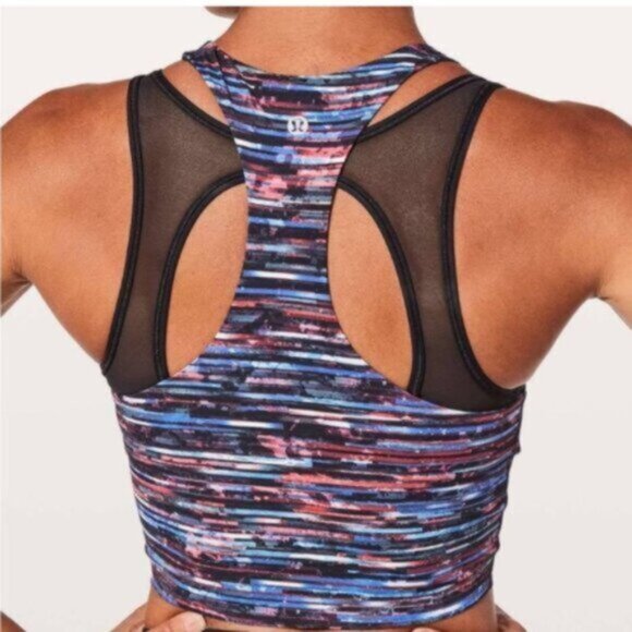 Lululemon White & Black Nulux Hinshu Alpine Break Free Crop Tank Bra Size 2 - Picture 9 of 9